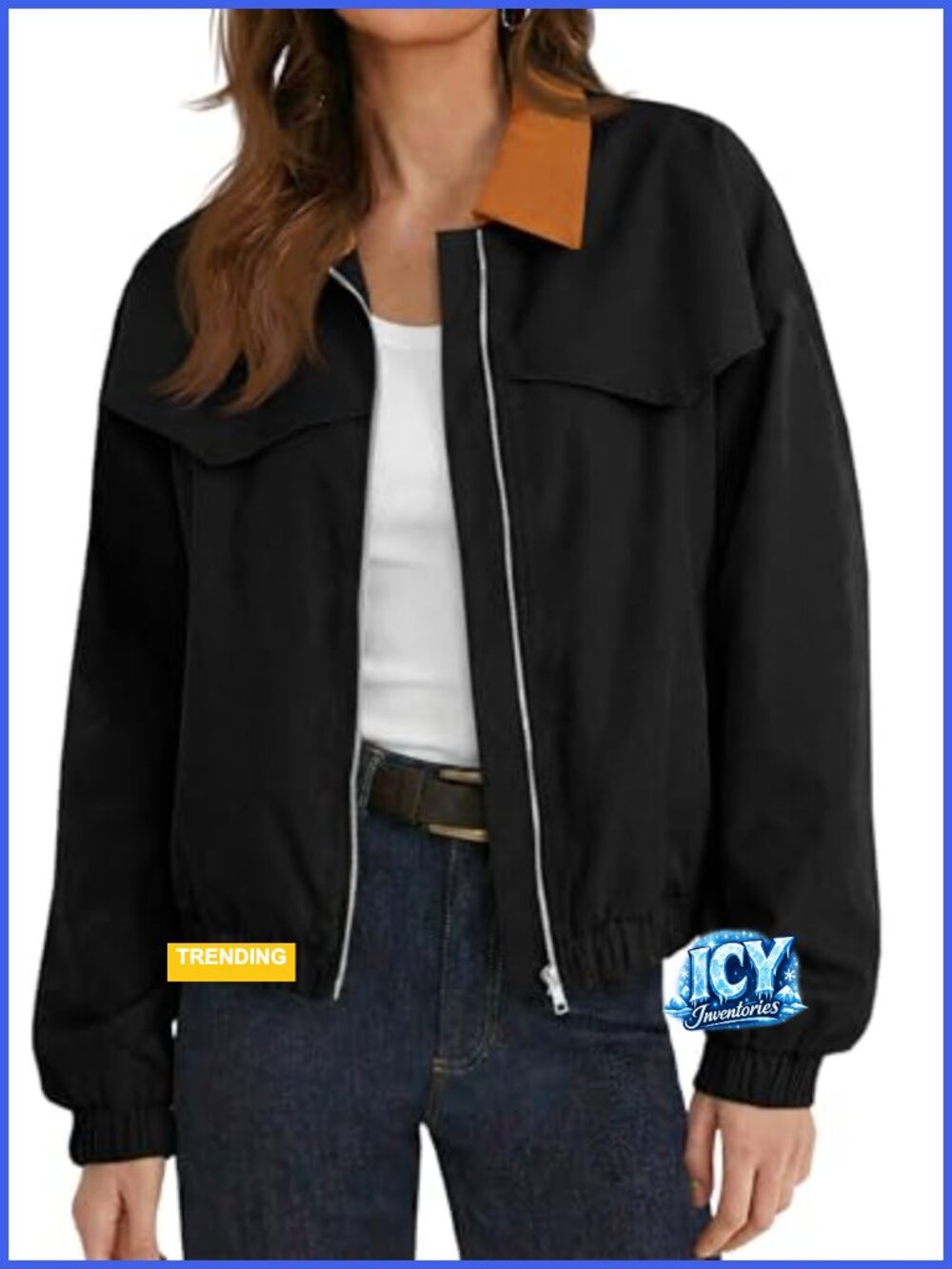 Cropped Barn Jacket with Zip Up Oversized Utility Lightweight Casual Short Coat